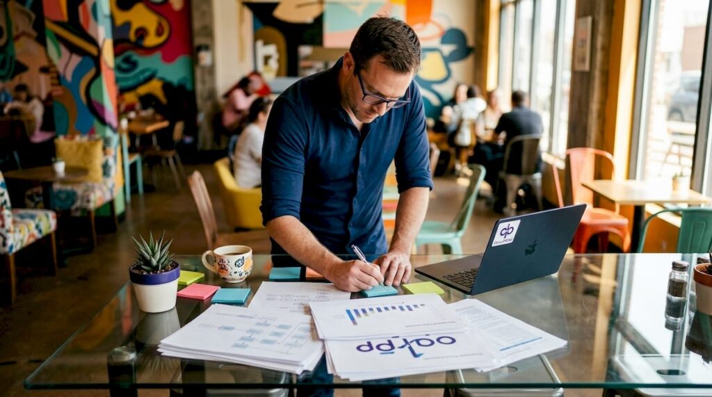 Engineer reviewing document AI throughput charts