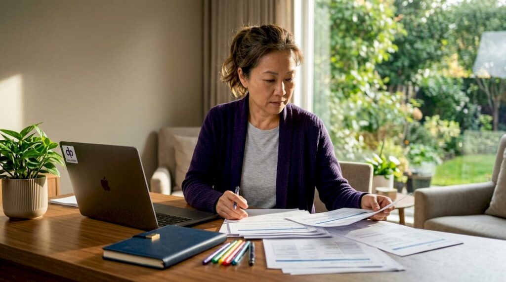 Woman reviewing workflows for migration