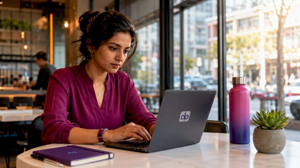 Person working on automated reporting workflow on laptop