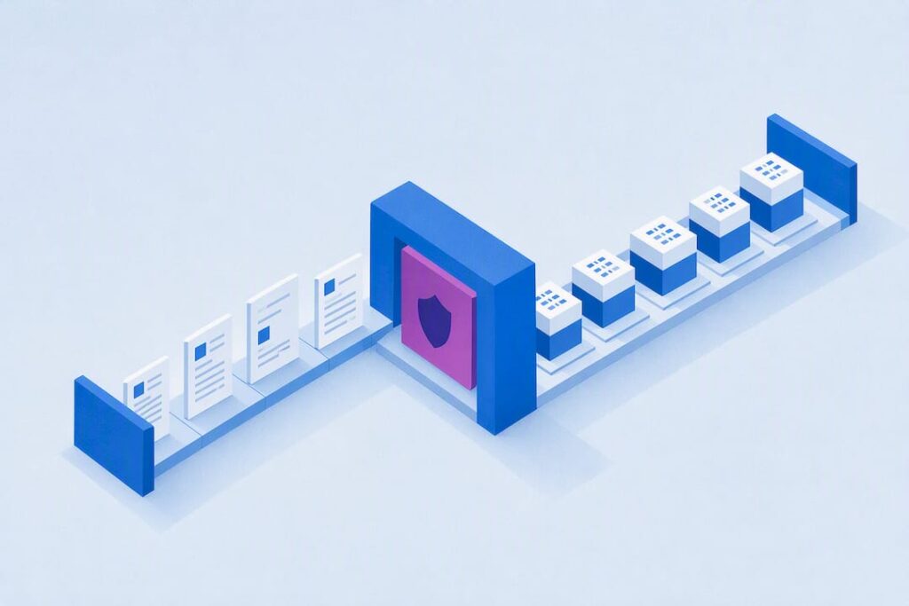 Isometric policy automation pilot illustration