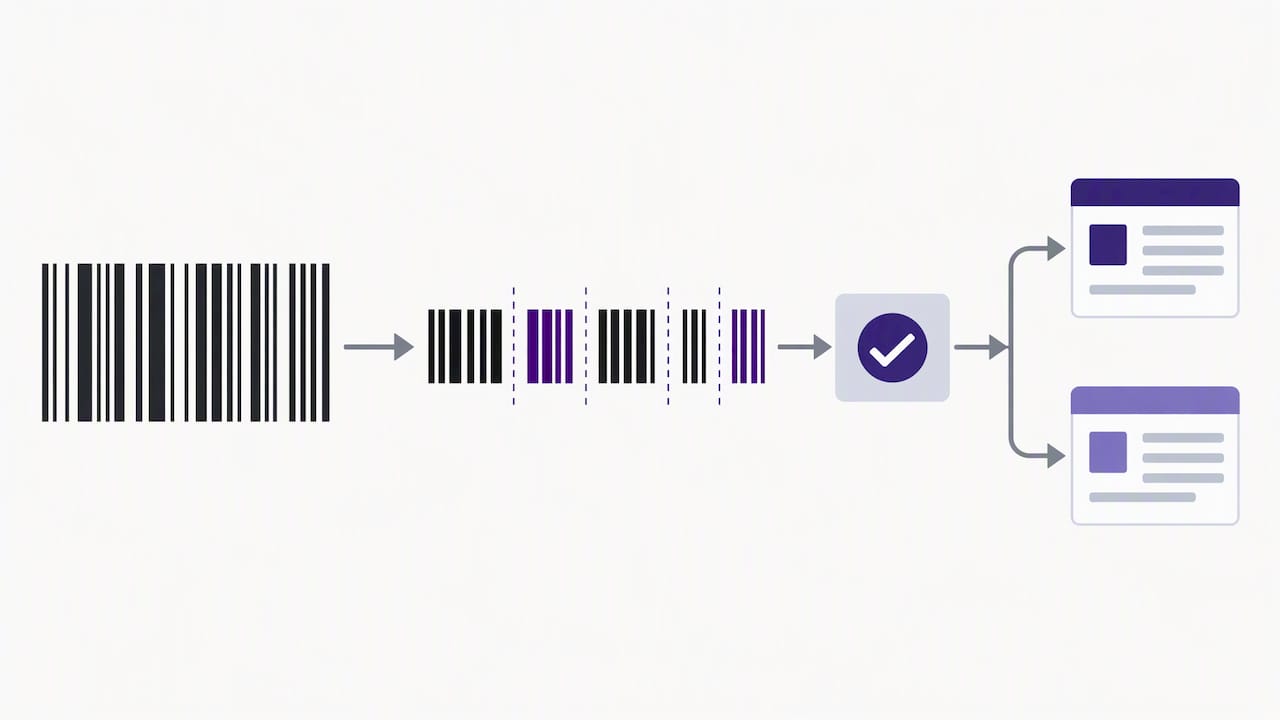 Illustrated validation of GS1 barcode fields