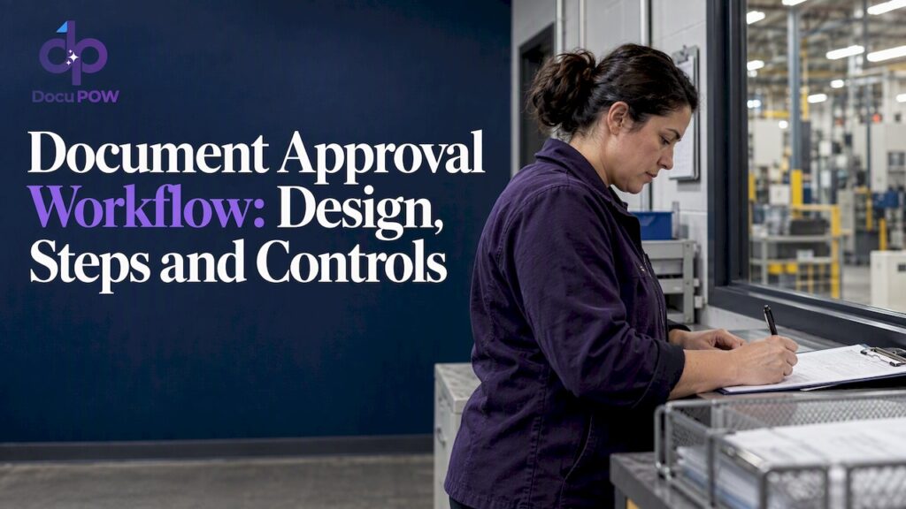 Quality engineer signing a controlled change request