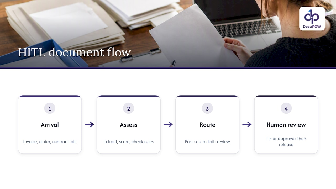 Human review branch in document processing flow