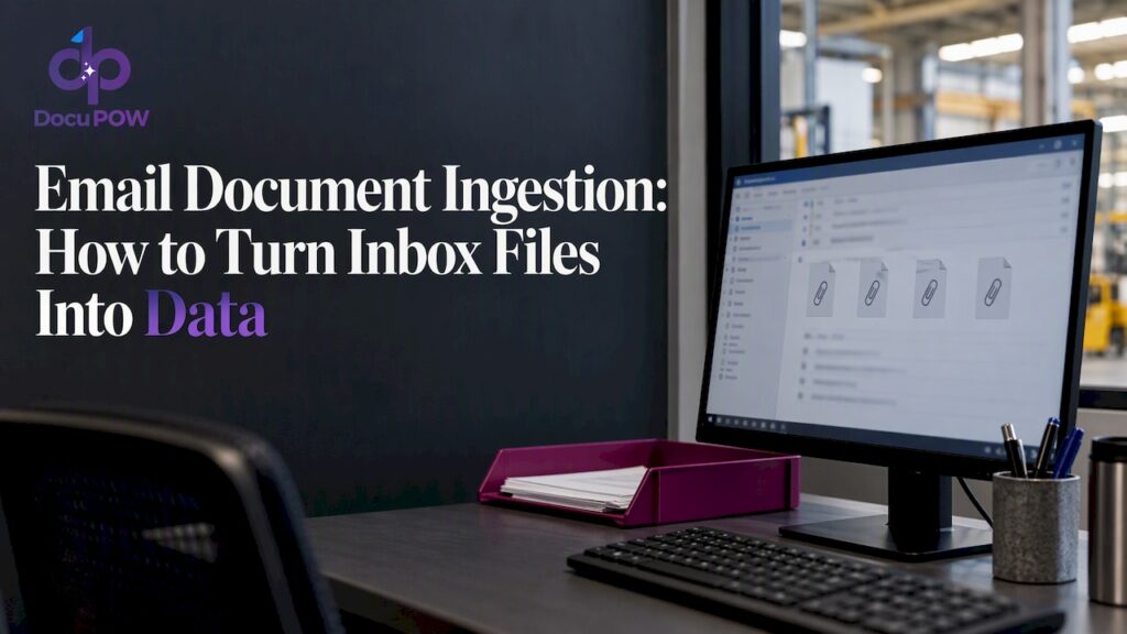 Monitor showing an email with attachments